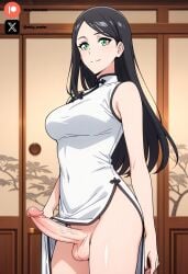 1futa ai_generated black_hair breasts cock colored dick dress futa_only futanari futanari futanari/female green_eyes light_skin light_skinned_futanari nickythecreator park_heejin penis sexy sexy_body sexy_pose solo_leveling testicles veiny_penis