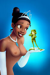 breasts dark-skinned_female dark_skin disney disney_princess edit nekomate14_edited nipples poster prince_naveen the_princess_and_the_frog tiana