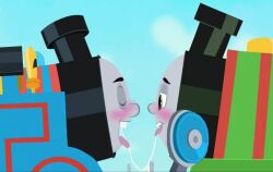 accurate_art_style banned_artist blush closed_eyes edit eyes_half_open french_kiss french_kissing gay making_out percy_the_small_engine saliva saliva_string tagme thomas_and_friends thomas_and_friends_all_engines_go thomas_the_tank_engine tongue tongue_out yaoi young