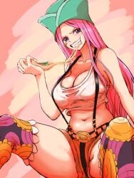 1girls aged_up artist_request big_breasts female female_only jewelry_bonney lipstick long_hair looking_at_viewer one_piece pink_hair