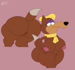 2023 2d 2d_(artwork) 2d_artwork anthro beret big_ass big_breasts big_butt blastprocessing16 canine digital_art digital_drawing_(artwork) digital_media_(artwork) female furry furry_female hanna-barbera hat jellystone_(hbo_max) loopy_(loopy_de_loop) loopy_de_loop nude nude_female scarf thick_thighs wolf wolf_girl