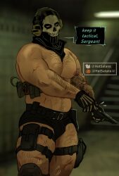 1boy abs activision bara biceps bulge call_of_duty call_of_duty_modern_warfare_2_(2022) ghost_(modern_warfare_2) hotsatans male male_nipples male_only mask masked_male modern_warfare muscular_male nipples pecs simon_riley skull_mask tattoo