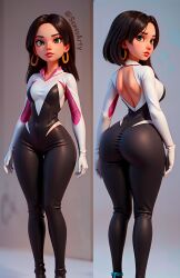 1girls ai_generated ass ass_focus backside big_thighs cosplay female female_only human human_only marvel pose sensuarty spider-gwen_(cosplay) spider-man_(series) thick_ass thick_thighs