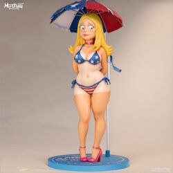 ai_generated american_dad big_breasts big_butt big_nipples blonde_hair figurine francine_smith high_heels huge_breasts huge_butt huge_nipples looking_at_viewer nipples_visible_through_clothing red_lipstick solo