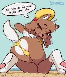 1girl 1girls 2024 animated anthro ass ass_shake baozi_(diives) bikini canine diives english_text female_only furry gif looking_at_viewer shaking_butt xingzuo_temple