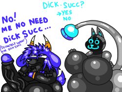 anthro ass ass balls belly big_ass big_belly big_breasts big_butt big_penis breasts caprine dahliathefox dialogue furry furry_only goat huge_balls huge_breasts huge_cock hyper hyper_balls hyper_genitalia hyper_penis karfass_(dahliathefox) nishylys_(elysios) penis robot robot_girl text veiny_penis