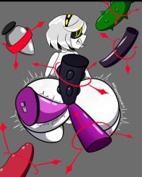 1girls 2d biggestfanart dildo_in_ass dildos female female_only humanoid murder_drones robot robot_girl robot_humanoid screen_face solo v_(murder_drones)