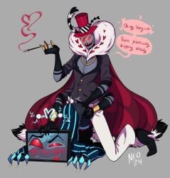 2024 artist_request demon demon_boy demon_humanoid gay hazbin_hotel humanoid male moth nsfw valentino_(hazbin_hotel) vox_(hazbin_hotel)