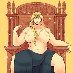 1girls areolae big_breasts blonde_hair breasts busty cdlum elden_ring female female_only huge_breasts large_breasts looking_at_viewer nipples png queen_marika_the_eternal sitting solo thick_thighs throne wide_hips