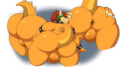 2017 anthro anus ass backsack balls big_butt bowser digital_media_(artwork) gaping gaping_anus hi_res hole_(disambiguation) koopa lizard looking_at_viewer looking_back male male_only mario_(series) nintendo penis presenting presenting_anus reptile scalie shaking simple_background solo spreading thick_thighs toomanyboners video_games white_background