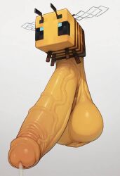 ai ai_generated antennae_(anatomy) ball_with_hyper_features balls bee bee_(minecraft) block_head blocky_body cum_dripping_from_penis foreskin huge_balls huge_cock hyper_penis insects large_penis long_penis low_hanging_balls male minecraft mojang monster_cock penis sagging_balls scrotum small_but_hung stinger stinger_penis veiny_penis wings