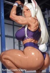 1girls abs ai_assisted ai_generated areola ass big_ass big_breast big_breasts big_thighs breasts bunny_ears bunny_girl dialogue english_text eye_contact female female_on_cloth hips huge_ass huge_thighs light-skinned_female light_skin looking_at_viewer medium_breasts mirko miruko muscular muscular_arms muscular_female my_hero_academia nipples nude peace_sign pussy rabbit_ears rabbit_girl red_eyes rumi_usagiyama solo solo_female text thick_thighs thigh white_hair wide_hips zeeny