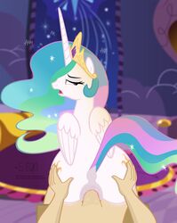 ! 2017 alicorn anus ass bed bedroom crown cutie_mark dock duo equine faceless_male feathered_wings feathers female feral first_person_view friendship_is_magic hair hand_on_butt highres horn human human_on_feral inside interspecies looking_at_viewer looking_back looking_pleasured male male_on_feral male_penetrating mammal moan multicolored_hair my_little_pony nude open_mouth penetration penis princess_celestia_(mlp) pussy pussy_juice sex shutterflyeqd sparkles straight text vaginal_penetration wings zoophilia