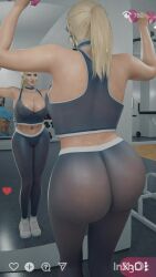 3d animated bimbo_samus_(x3d) blonde_hair breasts dumbbell fart fart_fetish farting female gym huge_ass huge_breasts jiggling_ass milf mole_on_breast ponytail samus_aran sound sound_edit tagme video wobbling_ass workout x3d