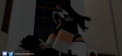 1boy animated black_hair cat_ears cat_tail clothed_sex female functionally_nude indoors maid_uniform master404six riding riding_penis roblox sound tagme video