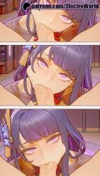 1boy 1girls 2025 2girls :>= ai_generated artist_name blowjob blowjob_face book cock cum dick electroworld fellatio female genshin_impact heart heart-shaped_pupils hi_res high_quality high_resolution highres hoyoverse indoors library licking multiple_fellatio multiple_girls oral oral_sex patreon patreon_username penis pov purple_eyes purple_hair raiden_shogun reflection stable_diffusion straight sucking testicle_sucking uncensored under_the_table watermark