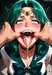 1boy after_fellatio after_sex ahe_gao ai_generated bangs bishoujo_senshi_sailor_moon blush bow breasts brooch choker circlet cleavage clothing collarbone crying cum cum_in_mouth cum_on_body cum_on_breasts cum_on_clothes cum_on_tongue cumdrip drooling ejaculation facial fangs female finger_in_another's_mouth forehead_jewel fucked_silly gloves green_bow green_choker green_eyes green_hair green_sailor_collar heart-shaped_pupils heart_brooch jewelry jousneystudio large_breasts long_hair magical_girl male medium_breasts medium_hair michiru_kaiou mouth_pull open_mouth oral_invitation parted_bangs pov_hands rolling_eyes sailor_collar sailor_neptune sailor_senshi sailor_senshi_uniform saliva semen shirt solo_focus star_(symbol) star_choker straight sweat symbol-shaped_pupils tears teeth tiara tongue tongue_out trembling upper_body upper_teeth_only uvula