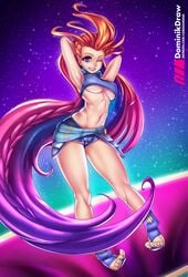 armpits breasts cleavage feet female female_only league_of_legends looking_at_viewer lord_dominik riot_games solo underboob zoe_(league_of_legends)