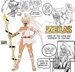 1girls absurdres ancient_greece ancient_greek_clothes anime_girl artist_name artist_signature bandage_bra bandaged_chest big_thighs bottomless bottomless_female bracelets breasts character_name choker cleavage dark-skinned_female dark_skin deity description dialogue dialogue_bubble english english_dialogue english_text european_mythology eyebrow_through_hair eyebrows_visible_through_hair eyelashes eyelashes_visible_through_hair feet female female_focus full_body genderswap_(mtf) god goddess going_commando greco-roman_clothes greek greek_clothes greek_goddess greek_mythology highres horny horny_female huge_thighs jewelry large_thighs laurel_crown leaf_hair_ornament lightning looking_down mother mythology neckwear no_panties petite petite_body petite_breasts petite_female ponytail revealing revealing_clothes revealing_clothing revealing_outfit rule_63 sandals shoulder_pads sitting sitting_on_chair sitting_on_throne skindentation skirt small_boobs small_breasts small_tits smile smiling solo_female spear text text_bubble thick_thighs thigh_strap throne twitter twitter_username wanderjegson weapon white_eyebrows white_eyelashes white_hair yellow_eyes zeus