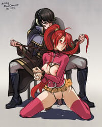 breasts empty_eyes female fire_emblem fire_emblem:_path_of_radiance fire_emblem:_radiant_dawn jill_(fire_emblem) megghida minacream nipples pussy pussy_juice rape red_hair vaginal_insertion vibrator yuri