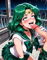 1boy after_fellatio ahe_gao ai_generated bishoujo_senshi_sailor_moon blush bow breasts brooch choker circlet cityscape clothing collarbone cum cum_in_mouth cum_on_tongue earrings ejaculation elbow_gloves erection facial fellatio female gloved_handjob gloves green_choker green_eyes green_hair green_sailor_collar green_skirt handjob heart-shaped_pupils indoors jewelry jousneystudio kneeling large_breasts licking licking_penis looking_up magical_girl male medium_breasts medium_hair michiru_kaiou miniskirt night night_sky open_mouth oral pants pants_pull parted_bangs penis penis_grab pleated_skirt rolling_eyes sailor_collar sailor_moon_(series) sailor_neptune sailor_senshi_uniform saliva semen skirt sky smile solo_focus star_(symbol) star_choker straight sweat teeth testicles tiara tongue tongue_out trembling upper_teeth_only veins veiny_penis wavy_hair white_gloves white_leotard window