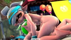 1boy 1girls agent_4_(splatoon) b3nn15 bunnxarts cuttlefrsh_(splatoon) female green_hair inkling inkling_boy inkling_girl male male_agent_4_(splatoon) marie_(splatoon) marie_(wo262) nsfwo262 splatoon tagme video wo262_(3d_model_style)