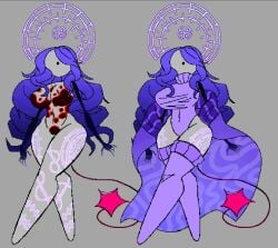 cloak goober_(grace) grace_(roblox) off_shoulder r_6_moment roblox self_upload side_by_side simple_face tagme tail tattoo_on_chest tattoo_on_legs tattoos thick_thighs turtleneck zen_goober_(grace)