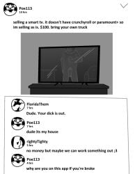anthro bat dialogue flaccid genitals humor leaf-nosed_bat male mammal microbat nude opossumpaladin penis social_media solo vampire_bat yangochiropteran