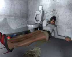 1girls 3d 3d_(artwork) absurd_res after_murder asphyxiated bare_legs bathroom_stall beautiful_woman beige_skirt belted_skirt beltskirt brown_hair brown_hair_female brown_miniskirt brown_skirt closed_eyes corpse death defeated_female defeated_heroine detective female_only femsub girlsassassin grand_theft_auto grand_theft_auto_online grand_theft_auto_v high_resolution human_sex_toy imminent_fellatio imminent_necrophilia imminent_rape mature_woman miniskirt nameless_character open_mouth peeing peeing_on_floor peeing_self pissing_on_floor pissing_self police_badge policewoman red_high_heels short_hair short_skirt skirt skirt_lift solo_female strangled strangulation tactical_belt text text_on_wall toilet unnamed_character upskirt urinating_female urination urine urine_pool white_panties