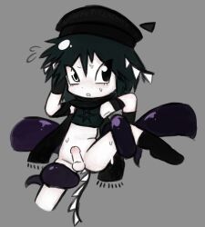 1male azure_(forsaken) black_eyes black_skin black_socks blue_hair confusion gray_background male non-binary non_binary nonbinary pale_skin penis socks spawn surprised tail tentacle trapped twink two_time_(forsaken) yaoi
