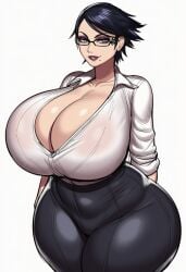 ai_generated ass bayonetta bayonetta_(character) booty breasts female gigantic_ass gigantic_breasts hips large_ass large_breasts lubbasdump office_clothing office_lady slacks wide_hips