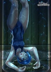 ai_(foxeye) asphyxiation blue_eyes blue_hair blue_port:_the_summer_memories bound bound_ankles breasts captured collarbone corpse death drowned drowning empty_eyes female foxeye_(artist) hanged hanging hanging_upside_down one-piece_swimsuit original original_character peril rope school_swimsuit small_breasts swimsuit tongue tongue_out torture tortured_to_death underwater upside-down water_tank water_torture
