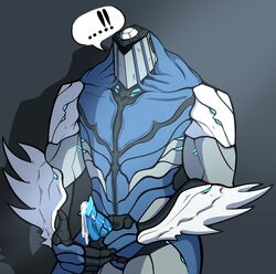 atlas_(warframe) blue_penis blue_skin cum digital_media_(artwork) equinsfw_(artist) erection male masturbation penis solo video_games warframe