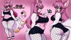 big_ass big_breasts big_butt big_thighs big_titties clothing commission curvaceous curvaceous_female curvaceous_figure curvy curvy_figure curvy_hips female female_focus female_only furry furry_female furry_only long_hair or_draws original original_character pink_hair reference_sheet white_fur
