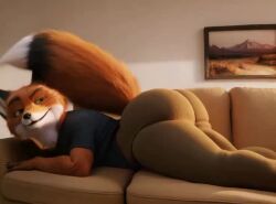 ai ai_generated animated ass black_shirt clothing dumptruck_ass dumptruck_butt fantastic_mr._fox fox fox_ears furniture furry furry_male furry_tail furryainudes huge_ass looking_at_ass looking_at_viewer male moving_tail mp4 mr._fox_(fantastic_mr._fox) no_sound pants tagme thick_ass thick_thighs video