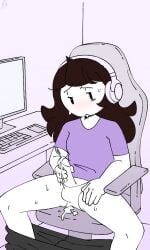 blush computer cum cumming desk futanari gaming_chair headphones intersex jaiden_animations jerking masturbation orgasm revengeguac