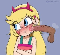 blue_eyes dark_penis dark_skin dibujito horny looking_away molestation musk penis penis_poke star_butterfly sweat text yellow_hair