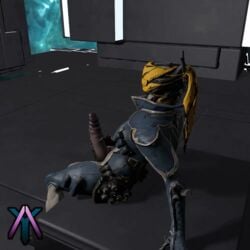 1futa 3d amgitz animated balls dickgirl digital_media_(artwork) futa_only futanari humanoid_penis intersex large_penis masturbation mesa_(warframe) penis sitting solo video_games warframe