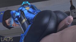 3d alternate_costume animated ass big_ass buttjob cadet_oxton chronal_accelerator clothed_female_nude_male erection female garrison_cap huge_ass laosduude male no_sound overwatch penis source_filmmaker straight tracer uniform video