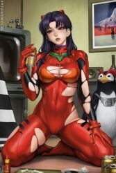 misato_katsuragi neon_genesis_evangelion plugsuit sciamano240 torn_clothes