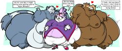 3girls arm_behind_head bbw blaze_the_cat body_confidence brown_fur dialogue fat fat_ass fat_belly fat_breasts fat_butt fat_face fat_hips fat_legs fat_thighs feline female floofyboyetime gray_fur heart_bubbles huge_ass huge_belly lemur massive_ass massive_belly mobian_(species) mobian_cat mobian_lemur mobian_wolf multiple_girls nude overweight purple_fur sega sonic_(series) sonic_the_hedgehog_(comics) sonic_the_hedgehog_(idw) sonic_the_hedgehog_(series) ssbbw tangle_the_lemur weight_gain whisper_the_wolf wolf