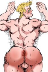 1boy battle_tendency jojo's_bizarre_adventure looking_back male male_only nude_male rudolph_von_stroheim solo testicles