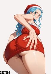 ai_generated alluring ass big_ass big_breasts black_eyes blue_hair blush breasts christmas christmas_clothing christmas_hat christmas_headwear christmas_outfit cleavage earrings female female_only femaleseduction long_hair looking_at_viewer naked nefertari_vivi nefertari_vivi_(one_piece) nude one_piece red_outfit revealing_clothes santa santa_hat santa_outfit seductive seductive_body seductive_eyes short_dress teasing vivi vivi_(one_piece) z4zt3l4