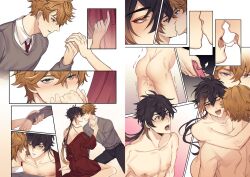 2boys blush blushing childe_(genshin_impact) french_kiss genshin_impact kissing male orgasm_face red_robe rokaraqo sex_toy tartaglia_(genshin_impact) yaoi zhongli_(genshin_impact)