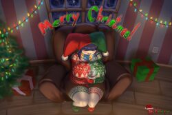 busty christmas duomi_(kalmoire) hot_chocolate humanoid kalmoire mario_(series) shy_gal socks sweater thick_thighs toque xmas