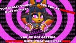 1girls 3d 3d_(artwork) 3d_artwork 3d_model animal_crossing ankha ankha_(animal_crossing) ankha_(vonvivianov) anthro armpit_fetish armpits breasts caption captioned captions censored censored_breasts cleo_claws_(vonvivianov) degradation dominant_female doubutsu_no_mori edge egyptian_headdress egyptian_mythology feline female female_only femdom findom goon goon_caption gooner gooning humiliation hypno_eyes hypnosis hypnotizing_viewer loser musk musk_clouds nairu_(doubutsu_no_mori) nintendo sniffing_armpit solo spiral_background vonvivianov vrchat vrchat_avatar vrchat_model vrgoonqueen