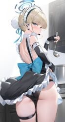 1girls ass blonde_hair blue_archive blue_eyes breasts bubble_butt cleaning_&_clearing_(blue_archive) female light-skinned_female light_skin long_hair looking_at_viewer maid maid_headdress maid_outfit millennium_science_school_student preview_(preview0) toki_(blue_archive)