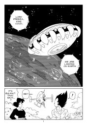 comic comic_page dragon_ball dragon_ball_z english_text funsexydragonball page_1 page_number space spaceship speech_bubble text vegeta yamcha