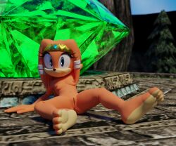 3d_(artwork) 6:5 absurd_res anthro blender_(software) blender_cycles blue_eyes breasts dargotdruid digital_media_(artwork) echidna female fur genitals hi_res mammal master_emerald monotreme nipples orange_body orange_fur pussy sega sitting solo sonic_(series) sonic_adventure sonic_the_hedgehog_(series) tikal_the_echidna