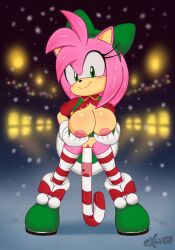 amy_rose anthro areola black_nose breasts candy candy_cane clothing dessert digital_media_(artwork) eulipotyphlan excito eyelashes female food footwear front_view genitals gloves green_eyes handwear hedgehog hi_res improvised_dildo improvised_sex_toy legwear mammal nipples pattern_clothing pattern_legwear pussy sega smile solo sonic_(series) sonic_the_hedgehog_(series) striped_clothing striped_legwear stripes vaginal_penetration